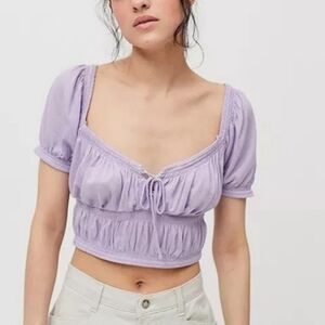 Urban Outfitters Lavender Puff Sleeve Crop Top‎ Size Medium